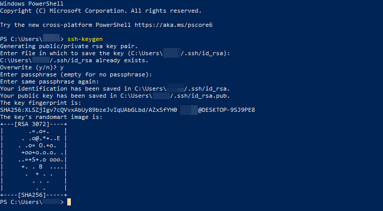 1, Generate SSH Key censored name