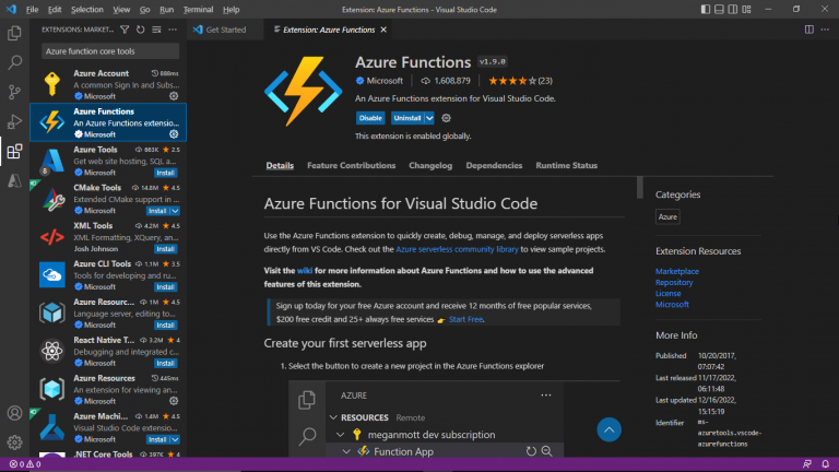 How do I install Azure function core tools in Visual Studio ...