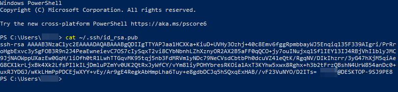 2.1 Access the ssh key censored name