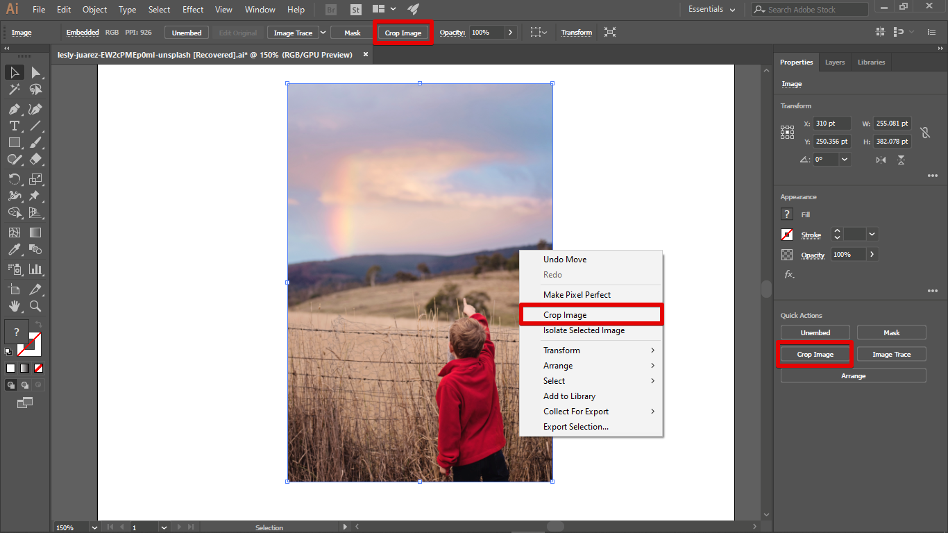 3 ways to crop an image in Illustrator