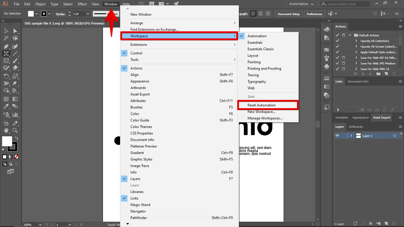 3. Resetting Workspace