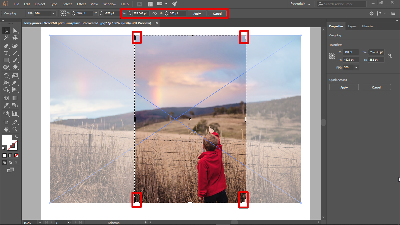 Crop your Image and you can use numerical values to crop your image