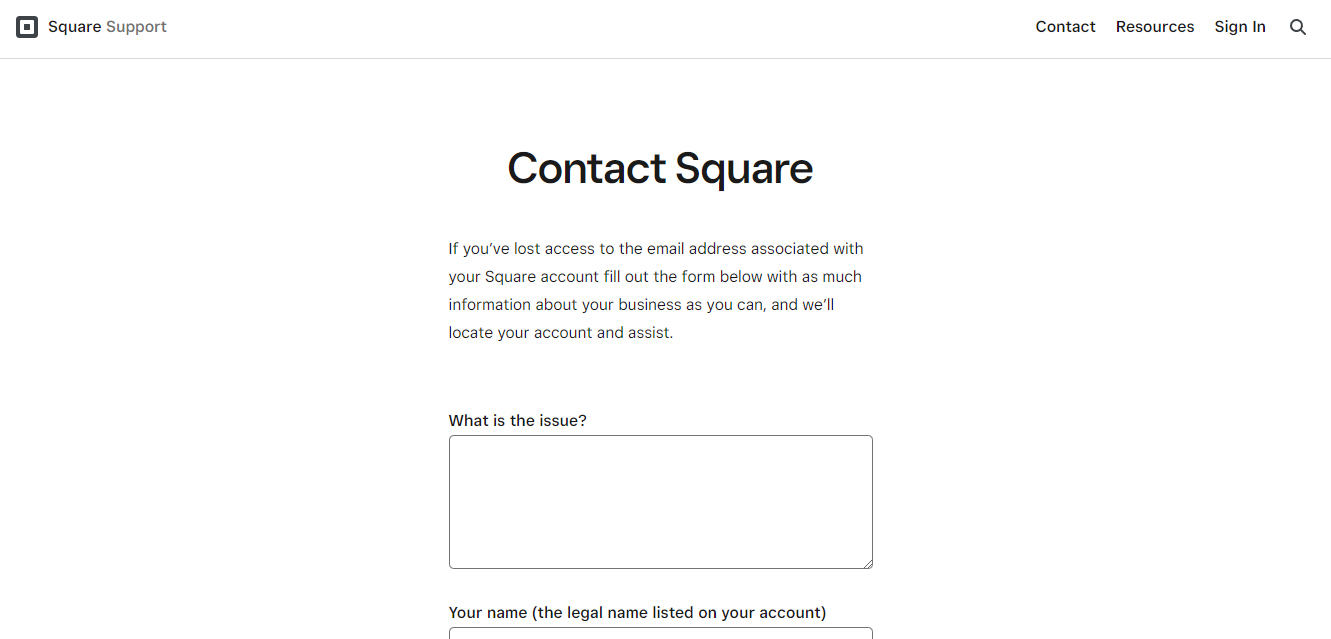 Contacting Square for lost account