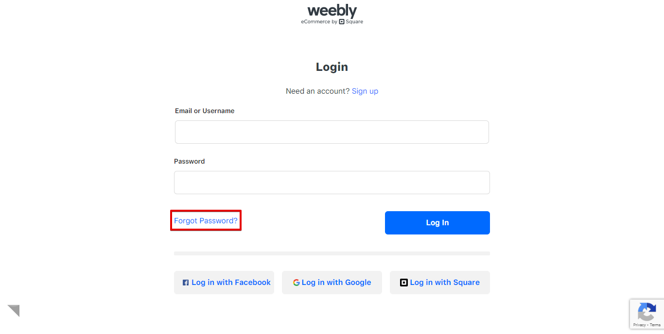 Weebly Login Page