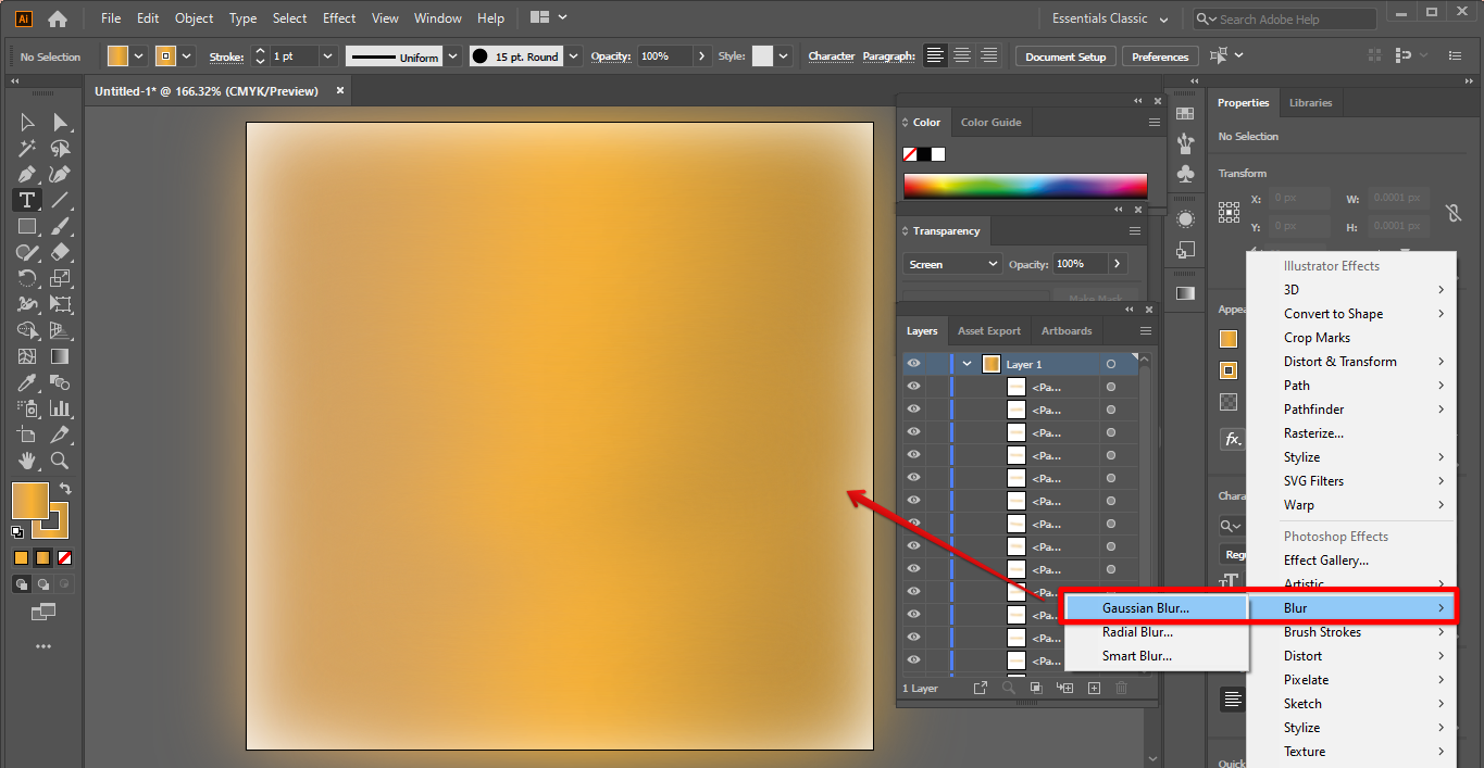 Gaussian blur added illustrator