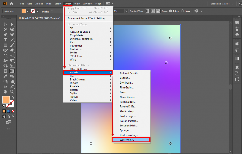 How do you make a watercolor effect in Illustrator