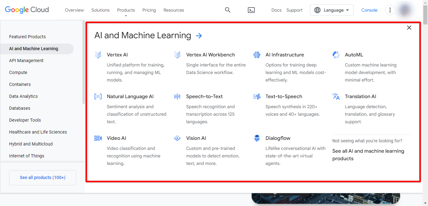 Google cloud AI & Machine Learning