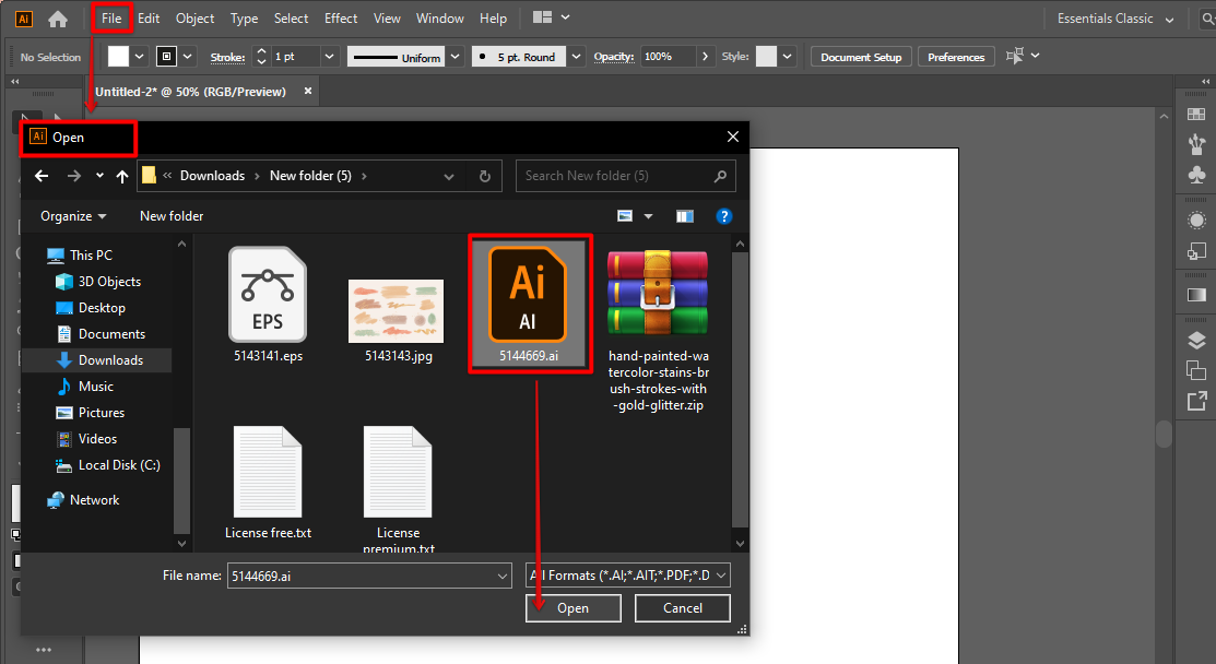 How do I import brushes into Illustrator?