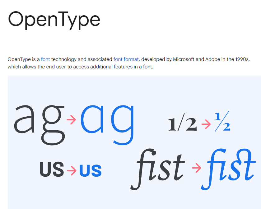 open type fonts