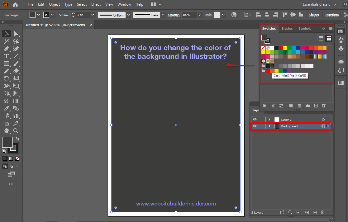 How do you change the color of the background in Illustrator? -  