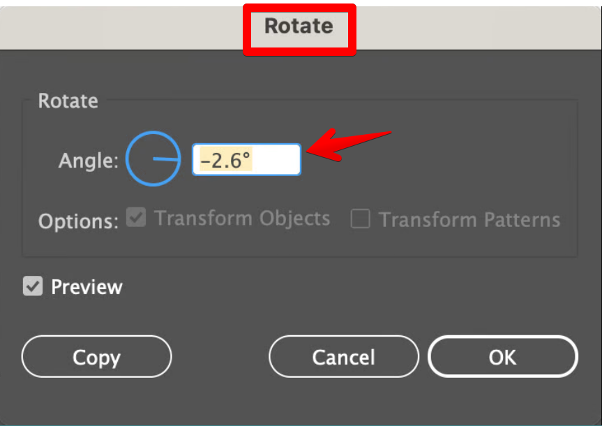 rotate tool menu option