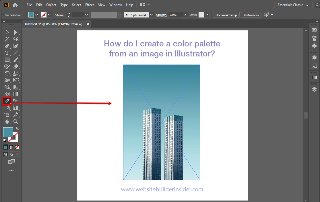 Use Adobe Illustrator eyedroper tool to get palette from an image
