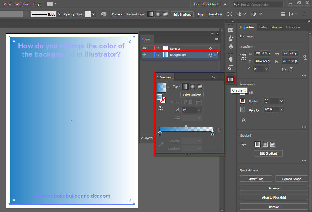 How do you change the color of the background in Illustrator? -  