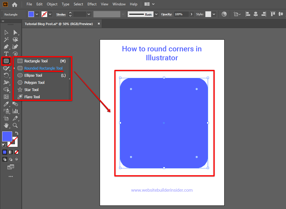 Use Illustrator rounded rectangle tool to create rectangles with rounded corners instantly