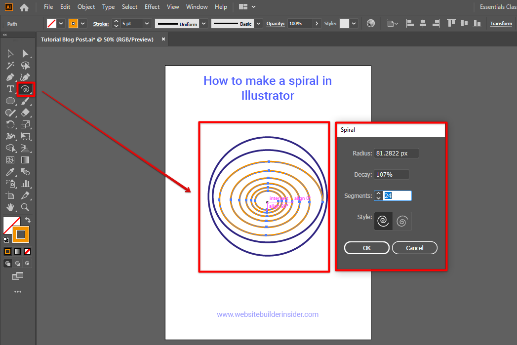 Use Illustrator spiral tool to create a spiral design inside the circle