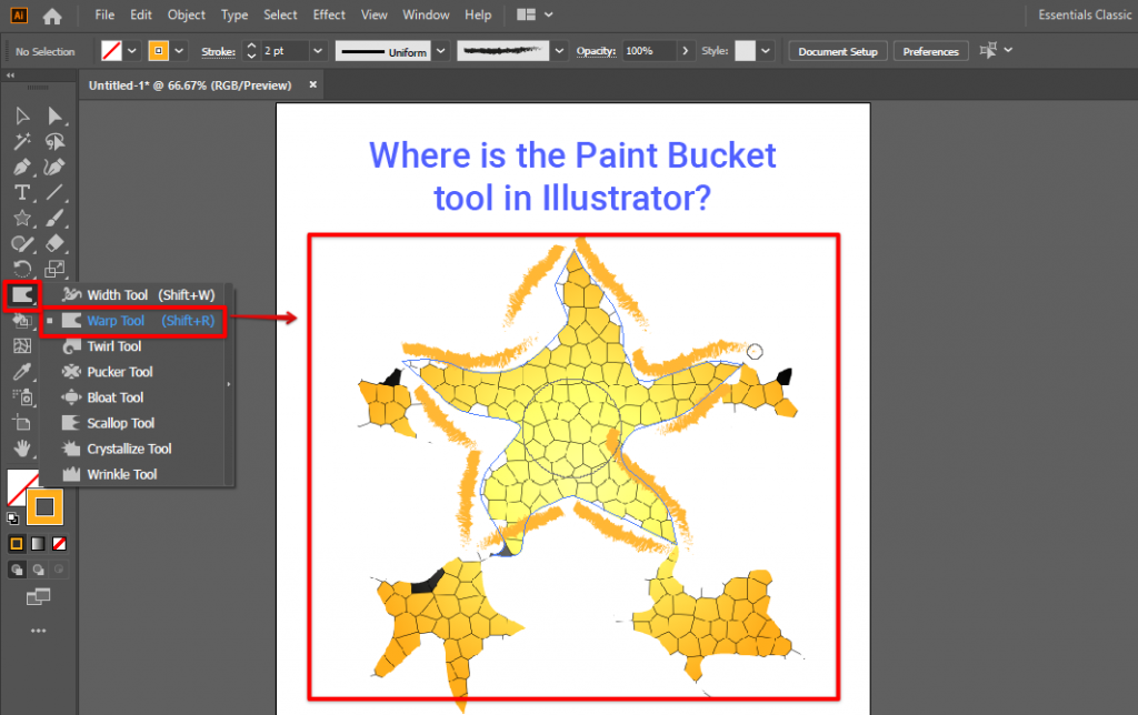 Where is the Paint Bucket tool in Illustrator?
