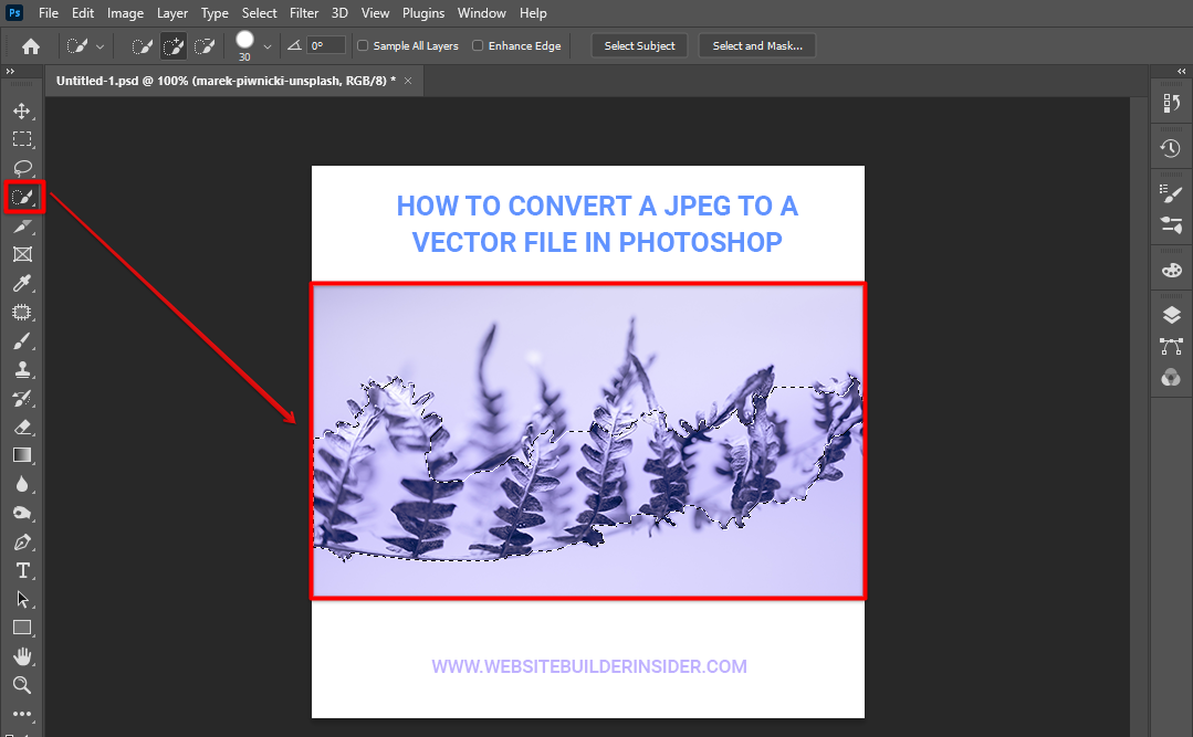 Use Photosop selection tools to outline specific area of an image