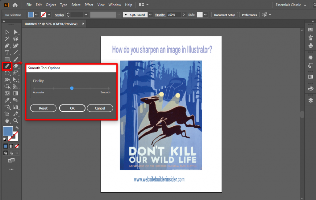 How do you sharpen an image in Illustrator?