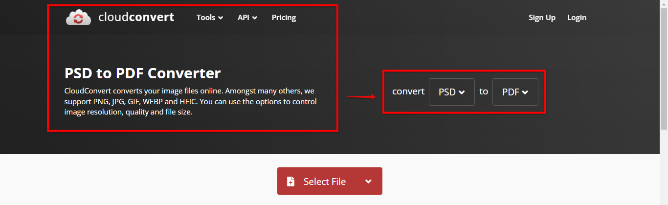 Use third-party conversion website such as Cloudconvert