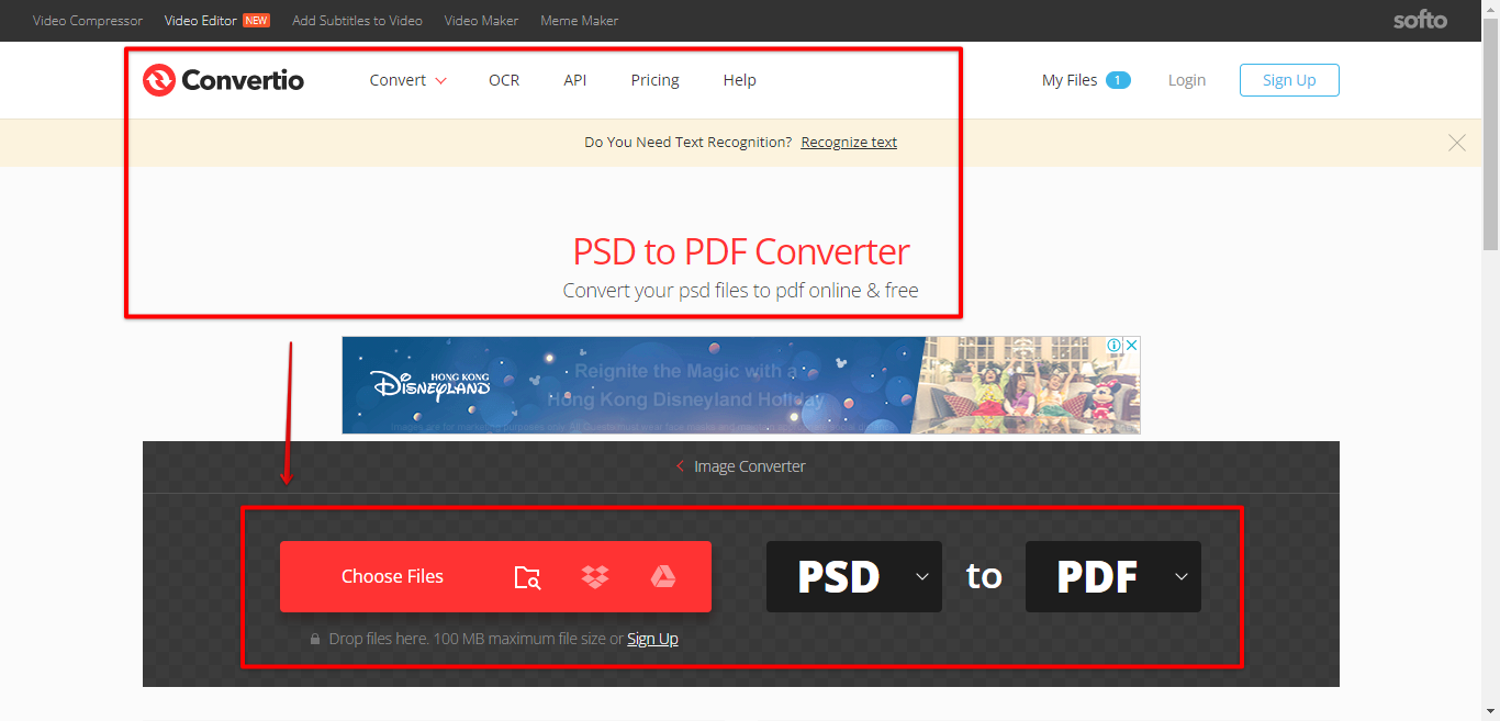 Use third party website such as Convertio