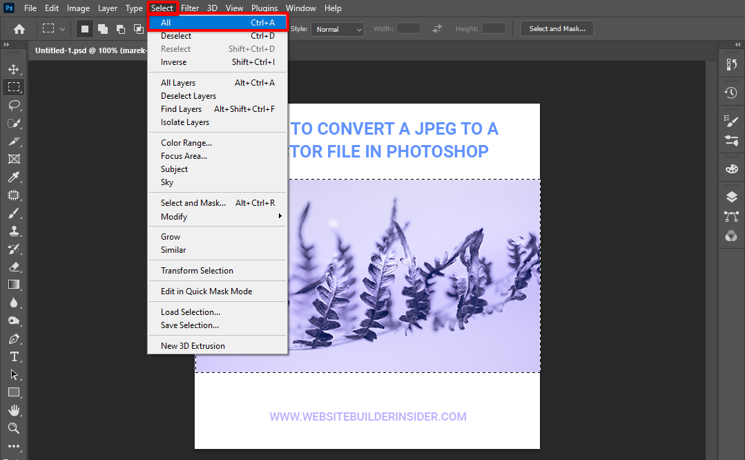 You can also go to Photoshop select menu and click All