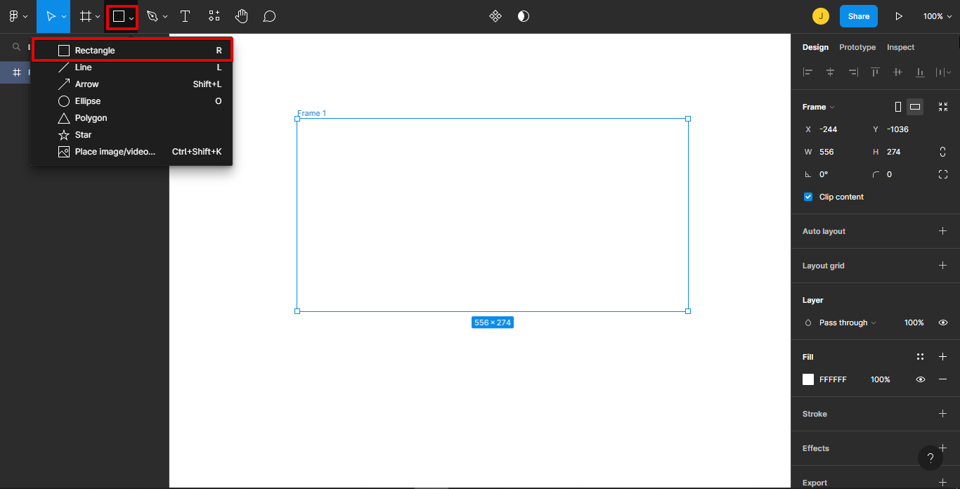 Create a small square inside the frame