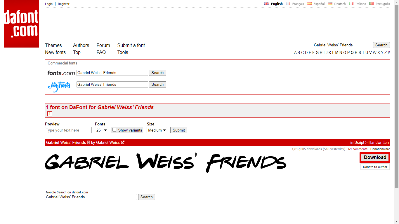 3. Download the Friends Font