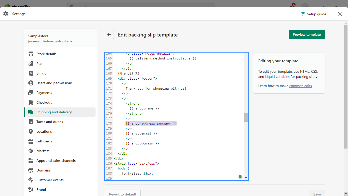 4. Deleting the Package slip code