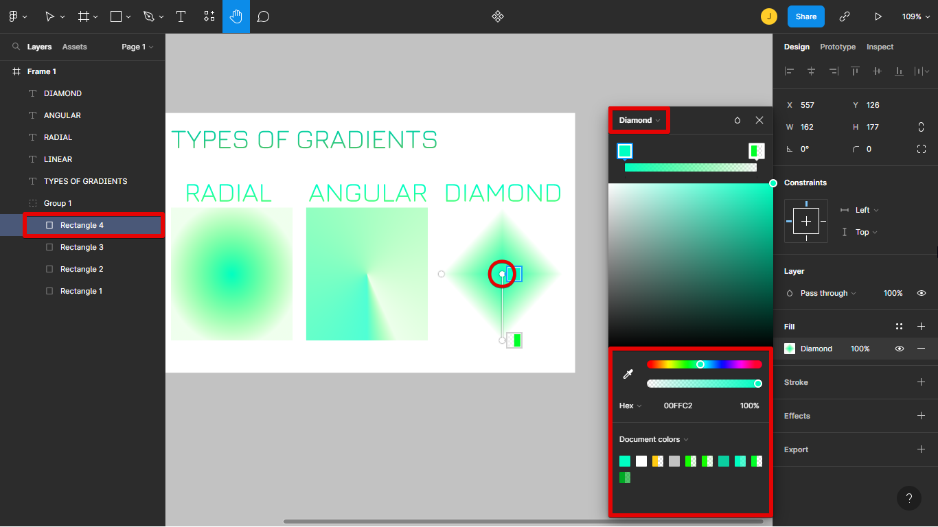 5. You can just repeat the process before to achieve diamond gradient.