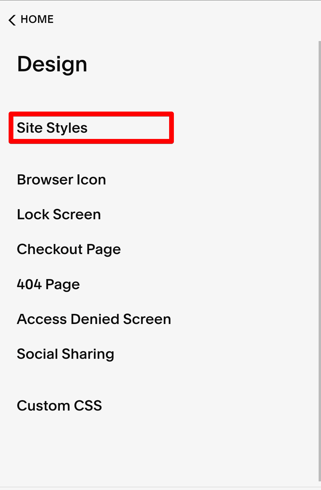 Accessing the Site Style Tab