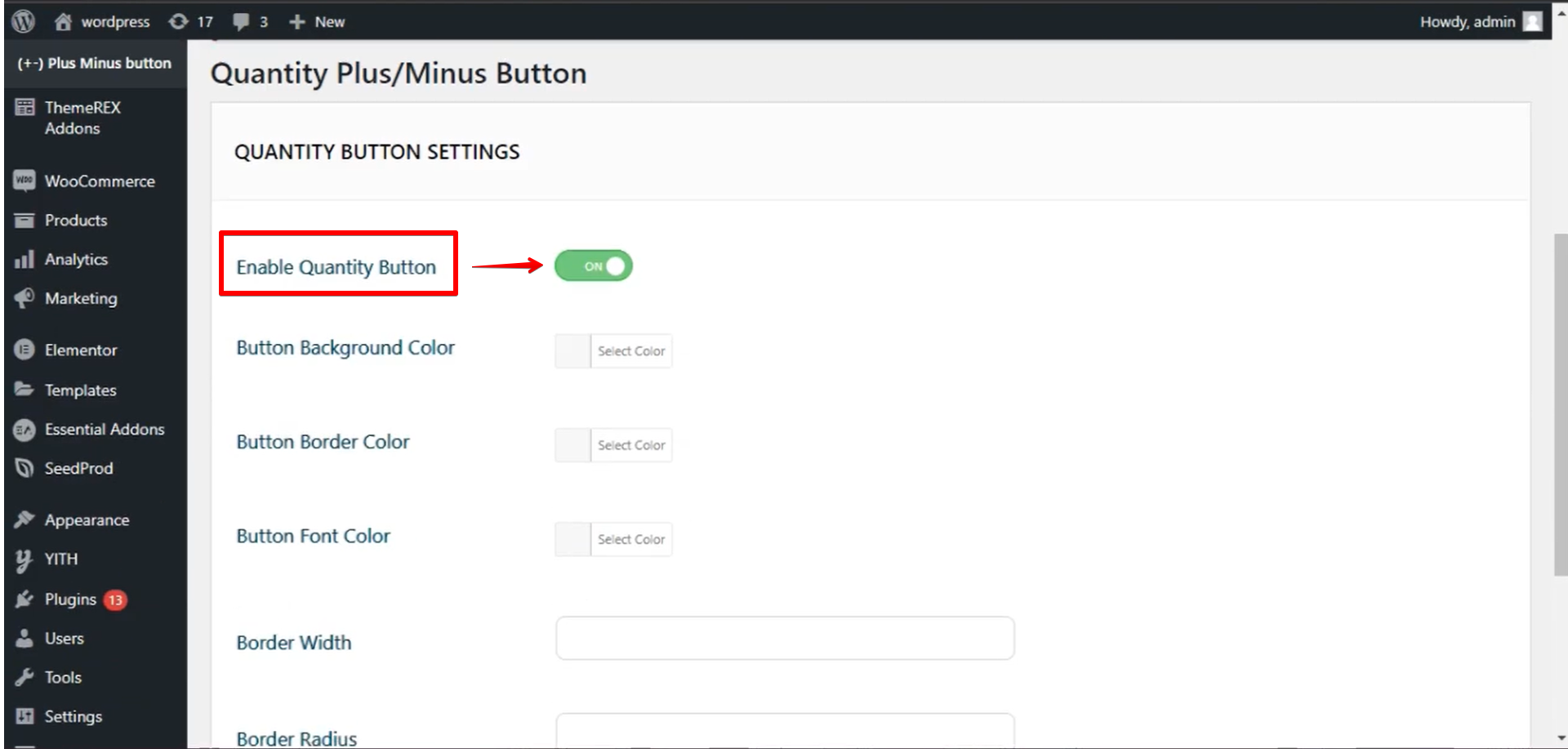 Enable Quantity Button - Select On WordPress