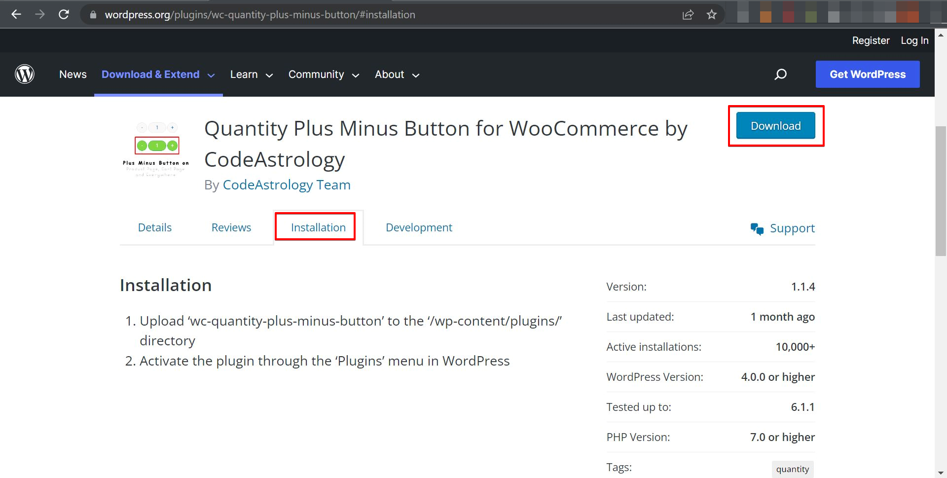 Install Quantity Plus Minus Button for WooCommerce