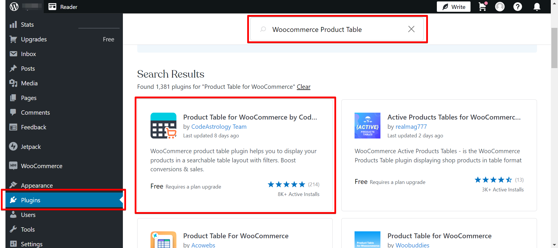 Install WooCommerce Product Table Plugin WordPress
