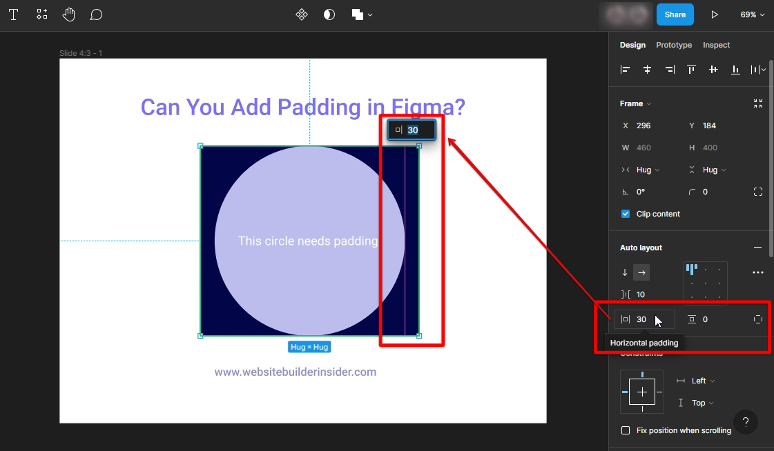 Add horizontal & vertical padding to your Figma object frame