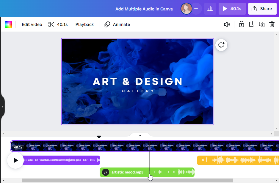 Add multiple audio to canva video