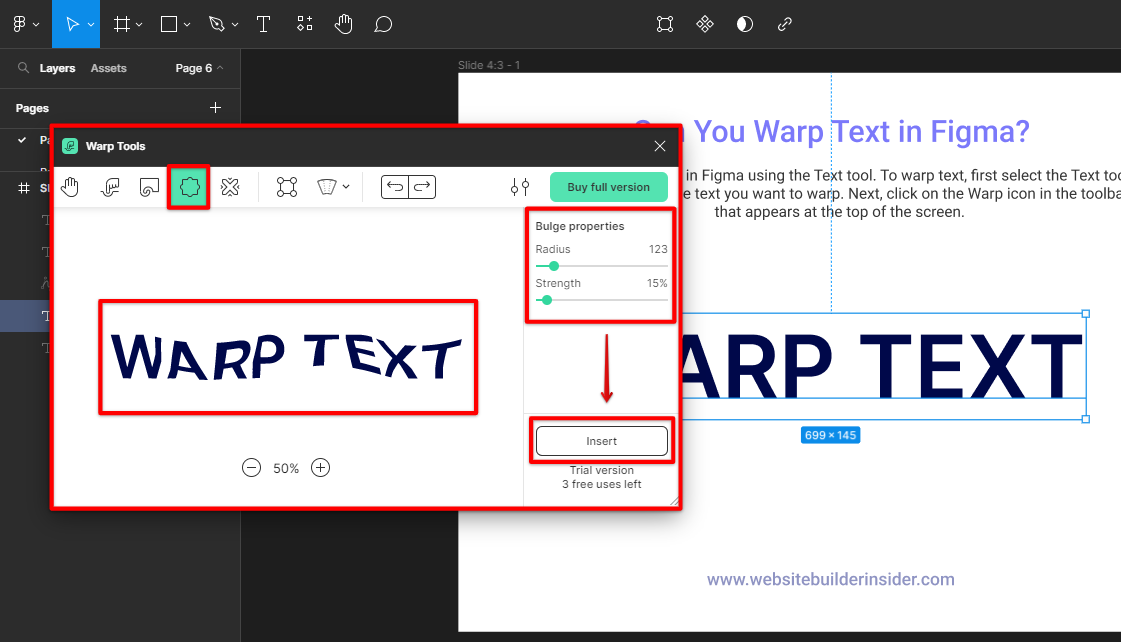 Adjust Figma warp tools plug in setting to your preferences