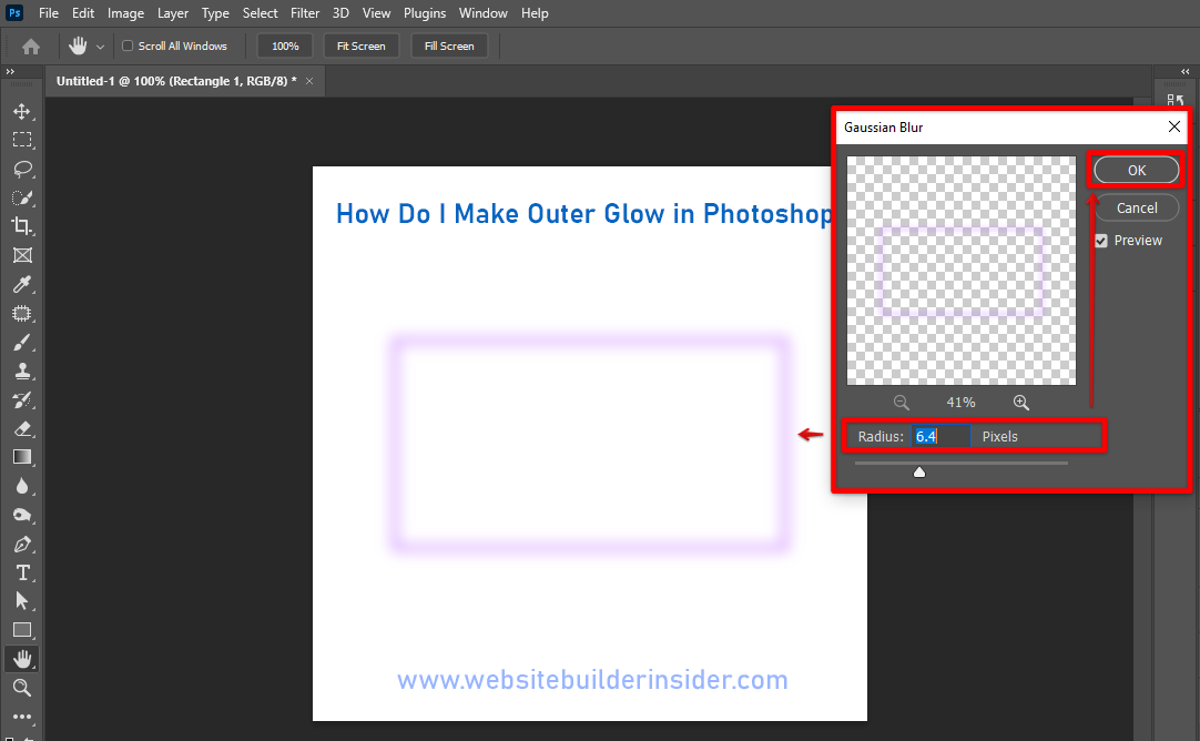 Adjust the Photoshop gaussian blur settings to your preferences