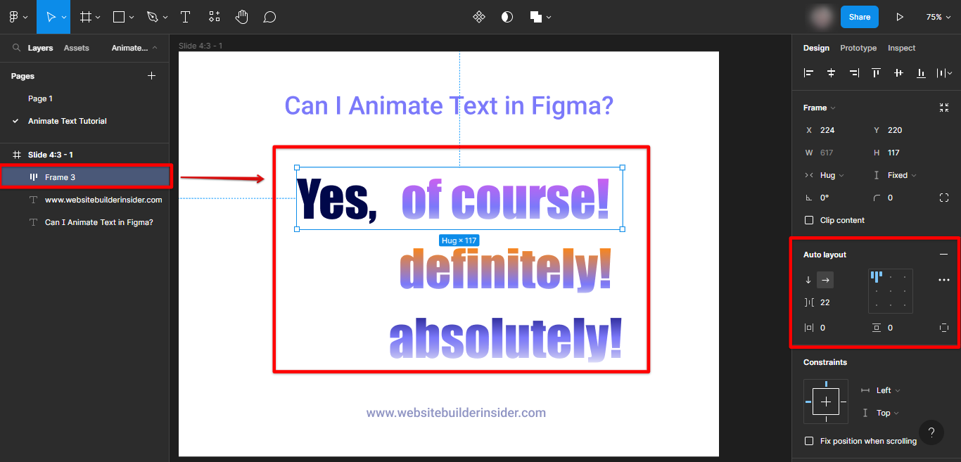 Auto layout both text frame in Figma