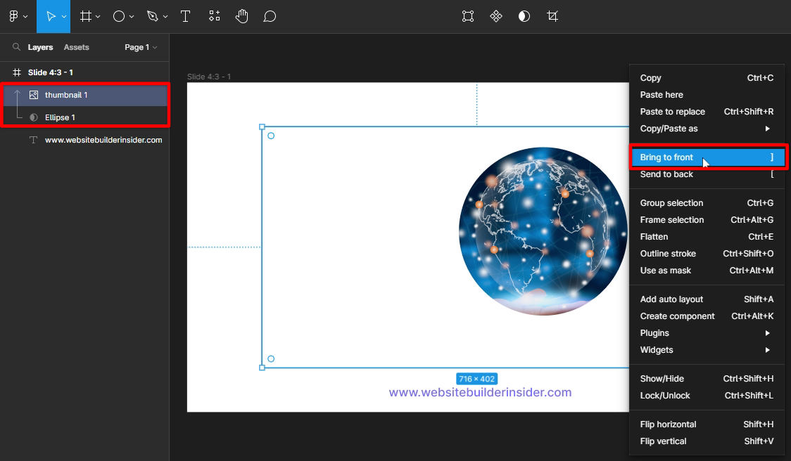 Bring the image to front to inverse the mask in Figma