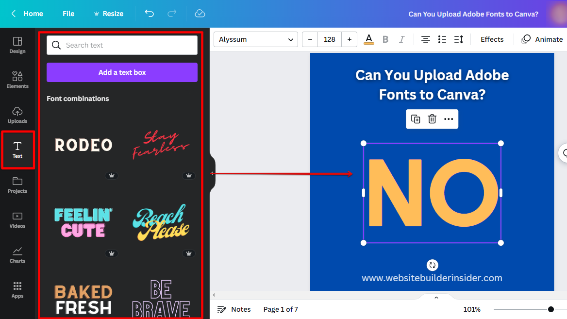 Canva built in Fonts and Combinations