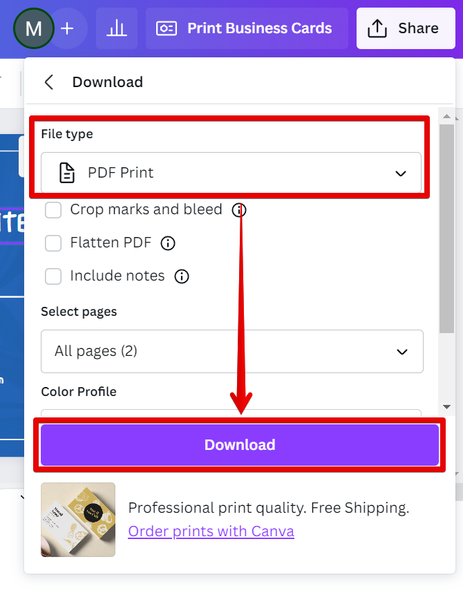 How Do I Print Multiple Business Cards on One Page in Canva? -  