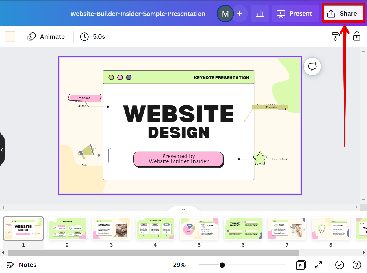 save presentation to web