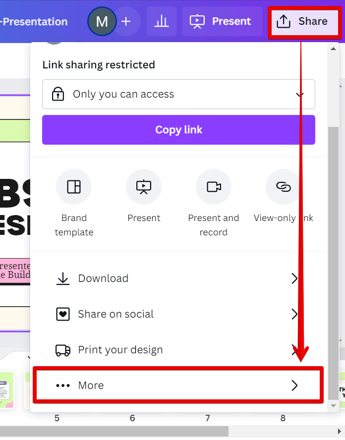 how to download canva presentation from link