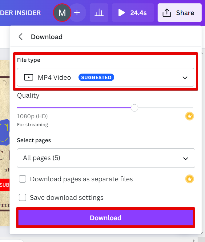 how to upload youtube video to canva presentation