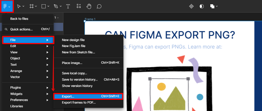 Click file then export Figma