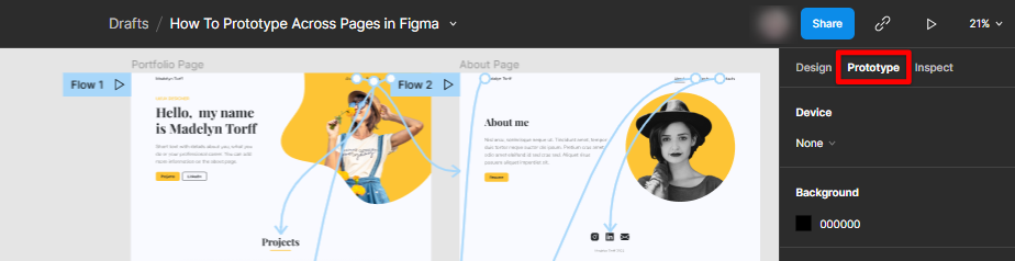 Click prototype tab figma