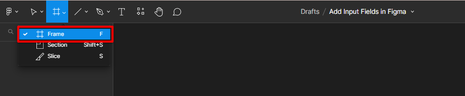 Click the frame tool figma