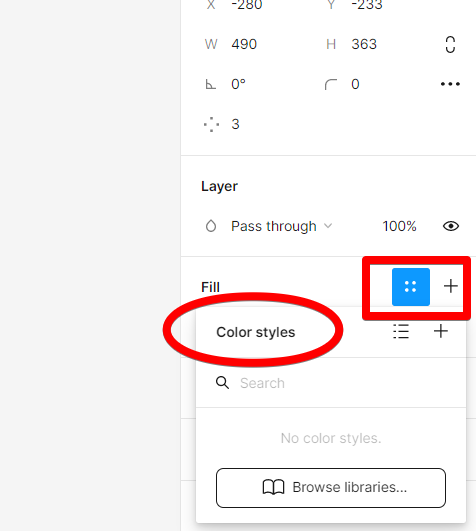 color styles mode in Figma