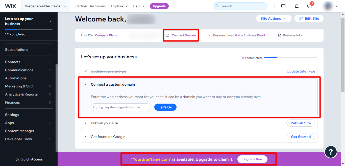 Connect custom domain in Wix