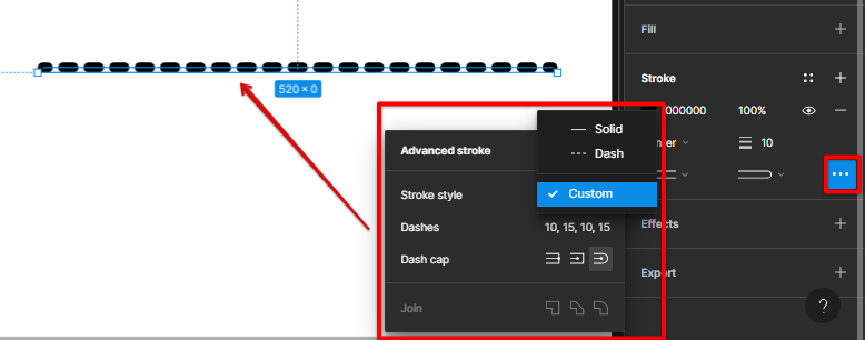 Convert line to dotted dash figma